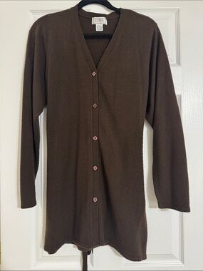 Jennifer Moore Dark Brown Button-Front V-Neck Cardigan